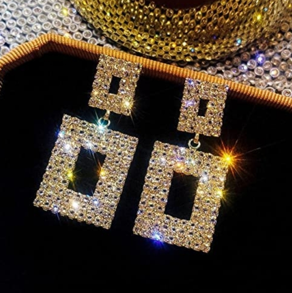 ❤NEW EARRINGS GOLD ELEGANT BOUTIQUE SIMULATED DIAMOND